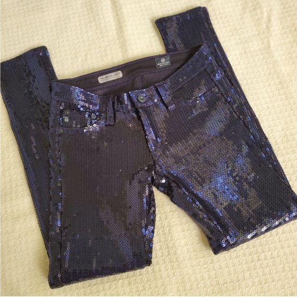 Ag Adriano Goldschmied Pants - A G  Black Sequin Covered Jeggings